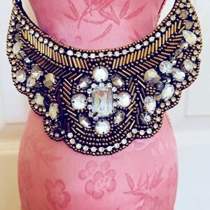 Urban Outfitters Statement Bib Beaded Necklace with Crystal Accents